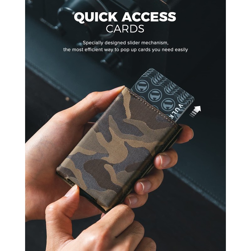 VULKIT Slim Wallet for Men Pop Up Card Holder Minimalist