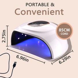 UV Gel Nail Lamp 54W LED Nail Light Fast Dryer,3 Timer Settings, Professional Gel Curing Lamp Gel Polish Light,with 18pcs Lamp Beads,for Home Salon Nail Art Tools White.