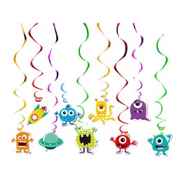 PRETYZOOM 18PCS Monsters inc Balloons Monster Party Decorations University Toys Doorway Streamers Hanging Swirls Little Birthday- Cartoon Monster Cute Creative Useful Spiral