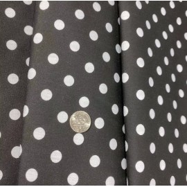 Unbranded White Polka Dot Print on Black Poly cotton  Polyester Blend Fabric 60"  By Yard