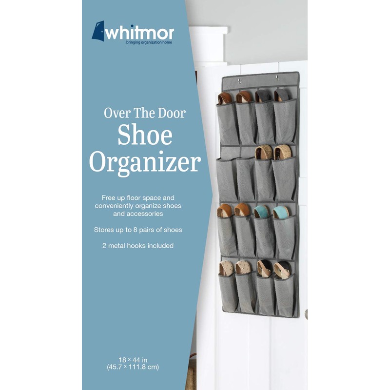 Whitmor 16 Pocket OTD Shoe Organizer Gray
