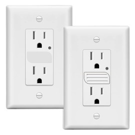 LIDER LED Guide Light Receptacle with Automatic Daylight Sensor and Wall Plate, Night Light Decorator Wall Outlet, 125VAC/15A Tamper-Resistant Receptacle, LGL-15TR-WWP2P, White, 2-Pack