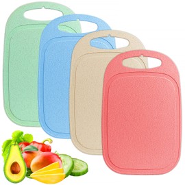 Chopping Board Set 4 PCS Plastic Chopping Boards 3MM Thick Coloured Kitchen Cutting Boards with Handle BPA-Free Non Slip 33.5×21.5cm