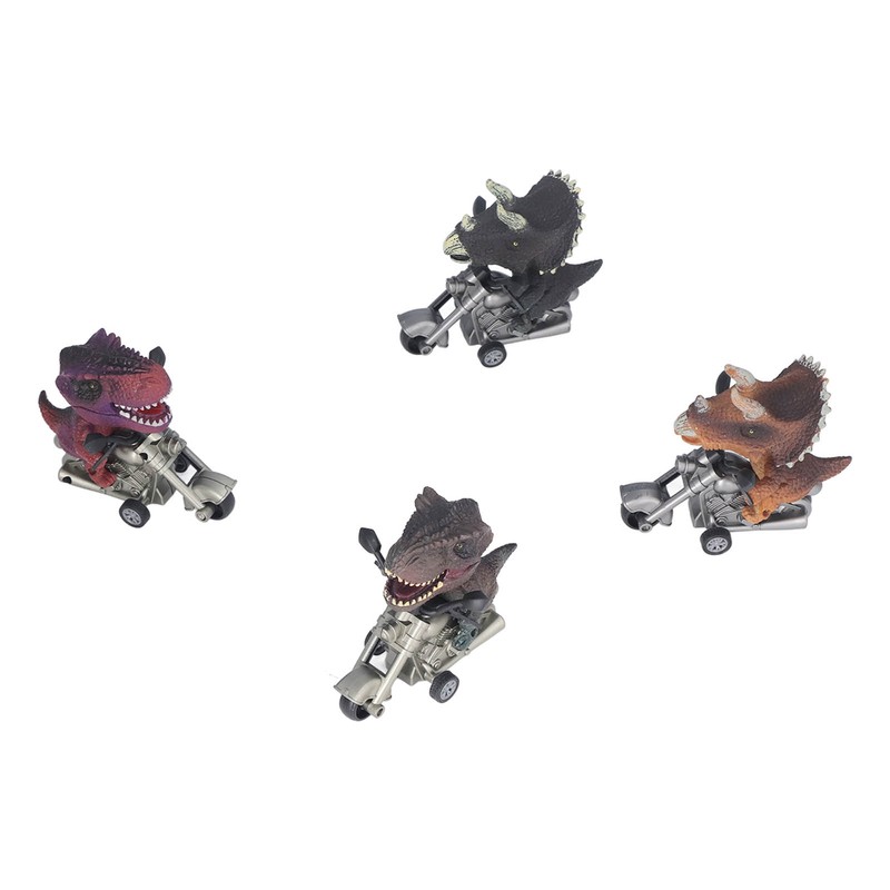 4Pcs Dinosaur Motorbike Toy Motorcycle PVC Pull Car Home Decoration