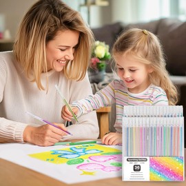 XWT Sparkle Glitter Gel Pens 24 Colors, Metallic Glitter Gel Pen Set, 1mm Fine Point, Click-off Cap Gel Pens for Journaling Art Projects, Kids Adults Coloring Supplies, Highlightings