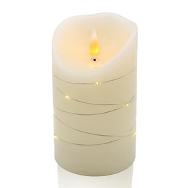 HVTDECOR - Velas LED sin llama, llama parpadeante realista, juego de múltiples (marfil, 5 pulgadas)