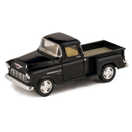 KiNSMART 1955 Chevrolet Stepside Pickup Truck 5 Inch 1:32 Scale Die Cast Metal Little Truck (Black)