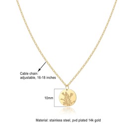 Birth Flower Necklace, Gold Plated Floral Pendant Necklaces for Women, Simple Dainty Birth Month Flower Necklace, Birthday Jewelry for Women - August, Gladiolus Necklace