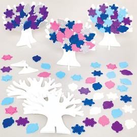 Baker Ross FX860 Winter Tree Kits - Pack of 5, Christmas Arts and Crafts Decoration Kits for Kids