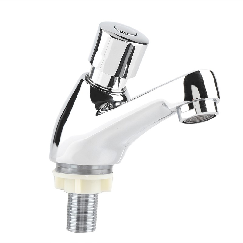 Public Ktchen Bathroom Chrome Plated Self Closing Water Saving Time