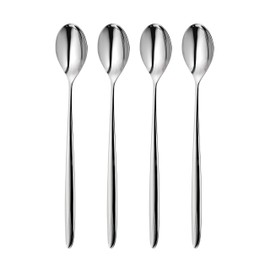 Robert Welch Hidcote Bright Long Handled Spoon, Set of 4. Suitable for Latte, jam and ice Cream. Made from Stainless Steel. Dishwasher Safe.