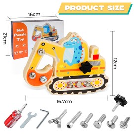 Montessori Toy 2 Years and Above, Montessori Screw Board, Busy Board, Wooden Children's Toy from 3 4 5 Years, Digger Motor Skills Toy, Educational Games for Children, Girls, Boys