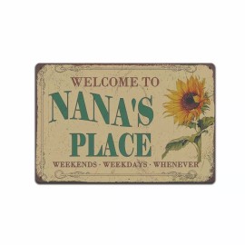 DRD&M Nana's Place Vintage Style Sign with Sunflower Grandma Grandmother Welcome Gift