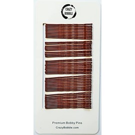Crazy Bobble® Premium Bobby Pins for Women. Ideal Hair Pins for Styling, Hair Up, Hair Grips for Hair Buns, Add Volume. (5 cm / 2.2 inches 50 Pcs) (Copper)