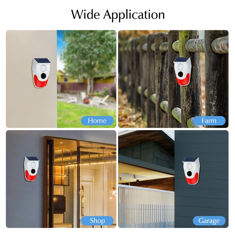 Outdoor Motion Sensor, Solar Alarm System House with Remote Control,