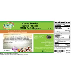 Cocoa Powder, Dutch-Process (20/22 Fat), Organic (4 oz, ZIN: 526561) - 3 Pack