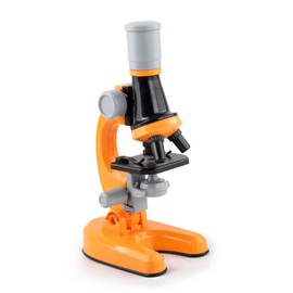 Kids Microscope Set 100x 400x 1200x Magnifications Angle Adjust LED Light Source Science Magnifier Toy Orange