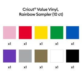Cricut Value Permanent Vinyl - 10ft Rainbow Sampler, 12in x 12in Sheets (10 Count)