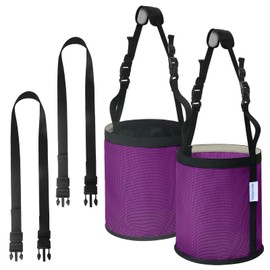 OAHELAKE Horse Feed Bag 2 Pcs, Mesh Feed Bags for Horses, Muzzle Feedbag for Feeding Grain, Anti-Spill Design Feeder, Soft Neck Pad Nose Pad, Universal Fit (Purple, Pack of 2)