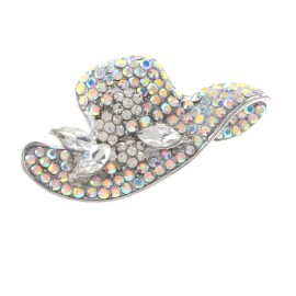 neXxtten Silver Tone Metal Crystal Rhinestone Hat Brooch P1551-SAB