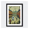 Greetingles Lowry-Style Framed Print. Beautiful Black Ash Frame (Lowry, A4