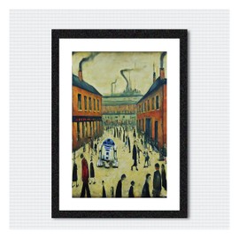Greetingles Lowry-Style Framed Print. Beautiful Black Ash Frame (Lowry, A4 Droid Street)