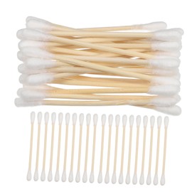 CIYODO Cotton Swab Makeup Remover Bamboo Sticks 100 Pack Long Tips for Deep Cleaning Gentle on Skin Travel-friendly