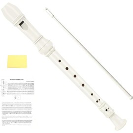 Recorder Instrument for   Beginners Students  Style C Key Soprano Recorder Instrument 8 Holes 3 count ABS Descant Recorders with Cleaning Kit, Packing Bag (Blue) - Colour: White