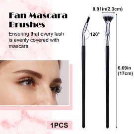 HINZIC Folding Angle Scalloped Lash Brush, Mascara Fan Brush with Soft Bristles, Eyelash Comb Separator, Multifunctional Makeup Tool for Upper Lower Eye Lash - 1pcs