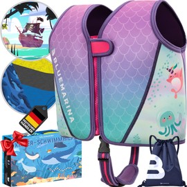 Bluemarina Life Jacket for Children, Various Sizes from Toddler to Baby, Learning to Float, Swimming Aid, Swimming Armbands, Swimming Ring, Swimming Vest for Children from 1-9 Years (Mermaid, L)