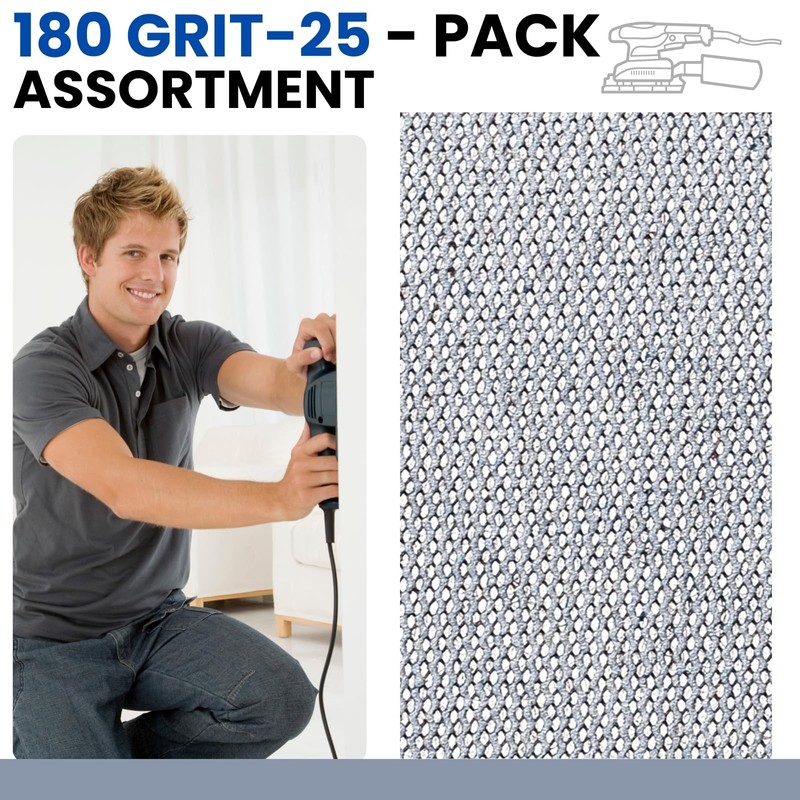 PMIQSA 25 Pcs Net sandpaper strips 80x230mm Mesh Ceramic Sanding