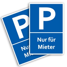 Strobo Parking Sign, “Nur für Mieter Parking” Sign, 20 x 30 cm, Made of Sturdy PVC Hard Foam Board, 3 mm with UV Protection, 2 Pieces (German Language)