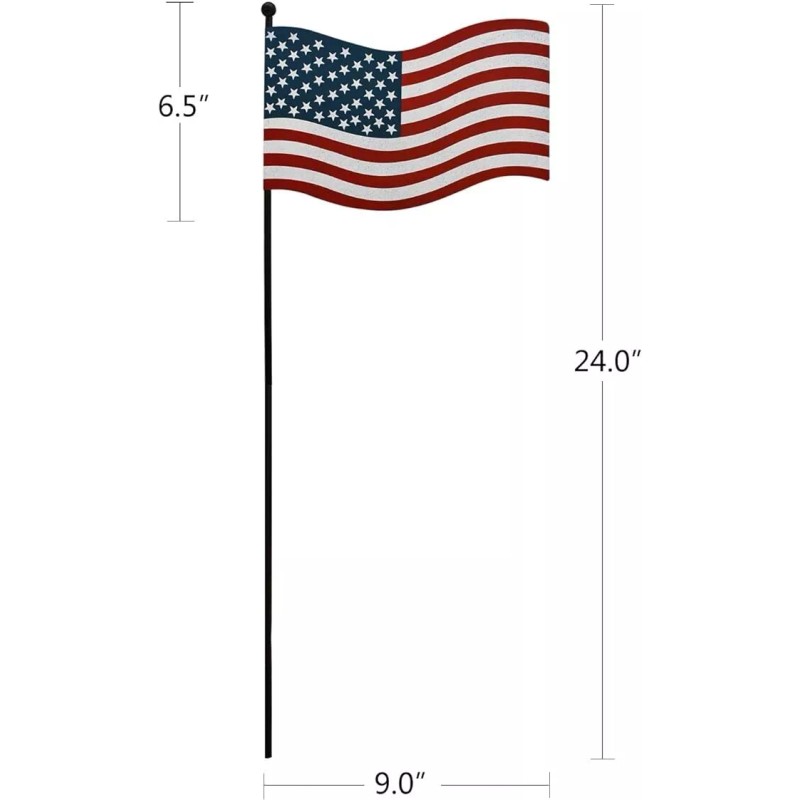 YK Decor Patriotic Garden Stake Rustic Metal American Glory Flag