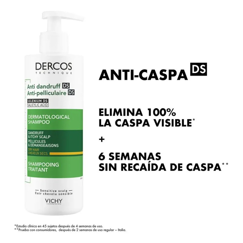 Shampoo Vichy Dercos Dermatológico Anticaspa 390 mL