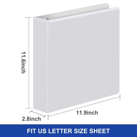 Comix Sturdy 2 Inch D-Ring Binders, 2'' 3 Ring Binder with Clear View Cover, Holds 500 Sheets of 8.5" x 11" Paper, 6 Pack (White)