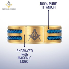 Willis Judd MasonicMan Mens Titanium Freemason Masonic Ring Latin Engraving Inside Size 11.5 Style 4, Non-Precious Metal, No Gemstone
