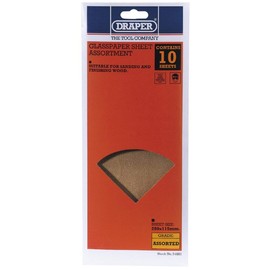 DRAPER 10 x GLASSPAPER SHEET ASSORTMENT 280 x 115MM