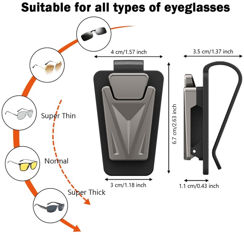 2 Pack Sunglasses Holders for Car Visor,Snap On Car Sunglasses