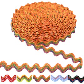 Orange Rick Rack Wave Bending Fringe Trim 10 Yards Wave Polyester Rick Rack Trim for Sewing Crafts Pillows Costumes