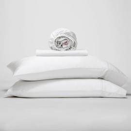 GOKOTTA King Size Sheets, 100% Rayon Derived from Bamboo, Cooling Sheets for Hot Sleepers, Soft and Breathable Sheets with Elastic Corner Straps (Bright White)