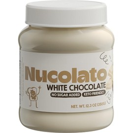 NUCOLATO | Chocolate Blanco para Untar | 12.3oz - 350gr | Chocolate Sin Azucar - Snacks Saludables - Chocolates Sin Azucar | Crema Avellana - Keto - Sin Aceite de Palma | Nucolato Sin Azucar