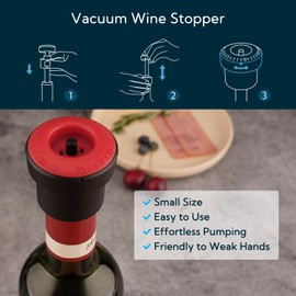 KITCHENDAO 2 in 1 Vacuum Wine Stopper, Built in Wine Storage Pump with Date Marking, Reusable Wine Preserver, Wine Stopper Corks for Keeping Fresh, Easy to Release, Set of 2