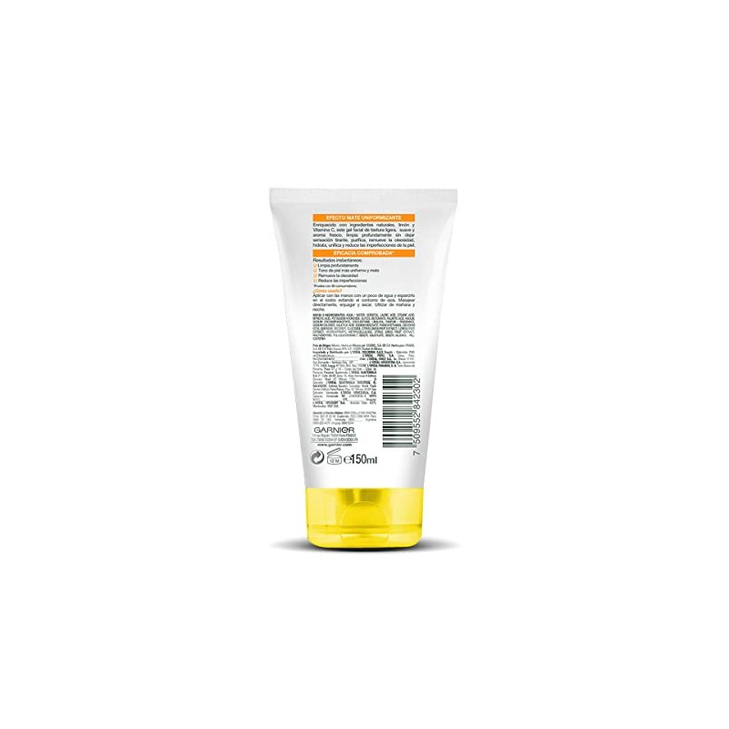 Garnier. Gel Limpiador Facial Tono Uniforme con Vitamina C Express