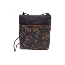 Creare IZ-111 Women's Pochette, Cross-Body Shaped, Lightweight, Small, Made in Japan, Indigo, Persimmon Dyed, Kimono, Lightweight, Mini Shoulder, 2 Zippers, Mom, Birthday Gift,, Khua Liberty