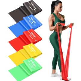 Ligas de Resistencia para Ejercicio, Bandas de Resistencia 5PCS, Banda Elástica Resistencia para Yoga, Pilates, Bandas Elásticas para Ejercicio, Entrenamiento en Hogar Gimnasio o Exteriores