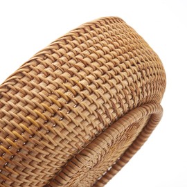 Round Rattan Storage Baskets Woven Fruit Bowls Wicker Key Holder Stackable for Kitchen Tabletop Shelf Natural Set of 3