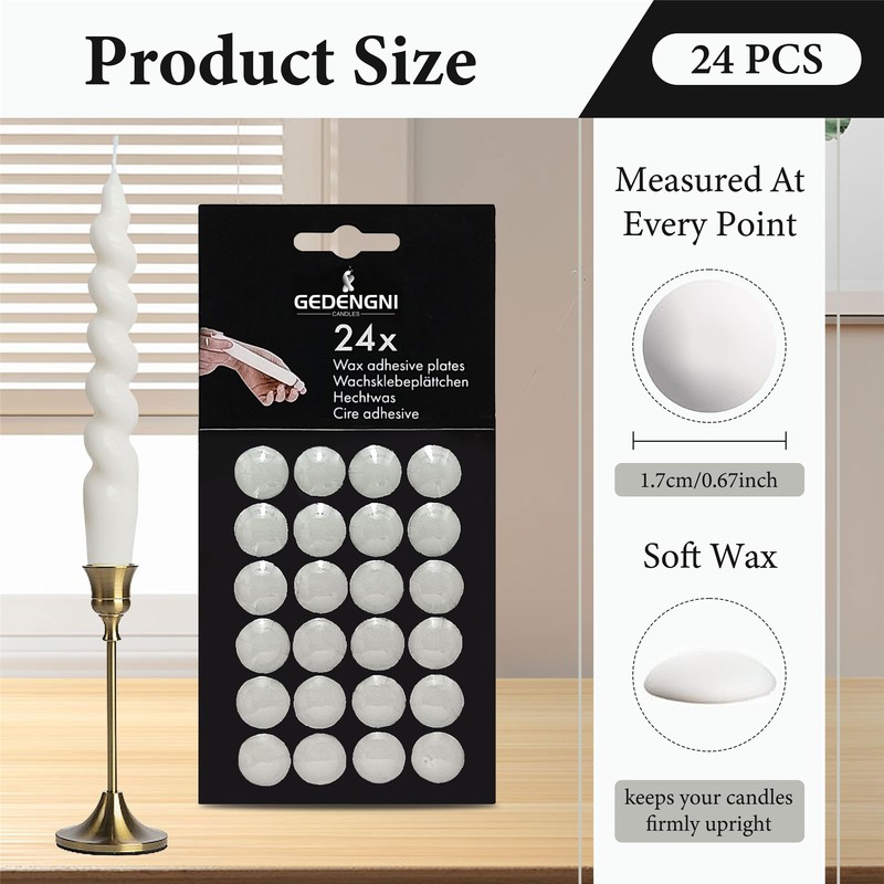 Gedengni Taper Candle Wax Dots - 24pcs Spiral Candle Sticky