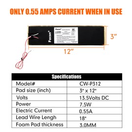 Facon 3" x 12" RV Pipe Heater Pad, Work for 1/2" Pipe, Heating Pad for RV, Camper, Travel Trailer and Motorhome Water Tank System, DC 12Volts-13.5Volts