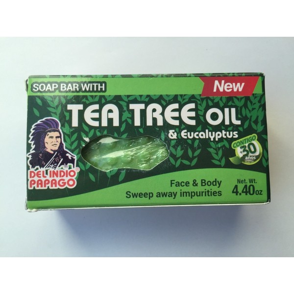 Tee Tree Oil and Eucalyptus Soap Bar, Arbol De Te Y Eucalipto Jabon Del Indio Papago