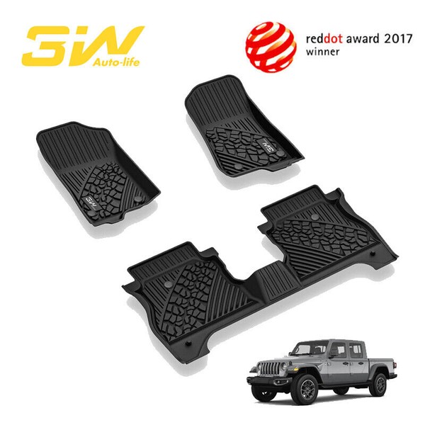 3W Floor Mats Fit For Jeep Gladiator JT 2020-2024 TPE